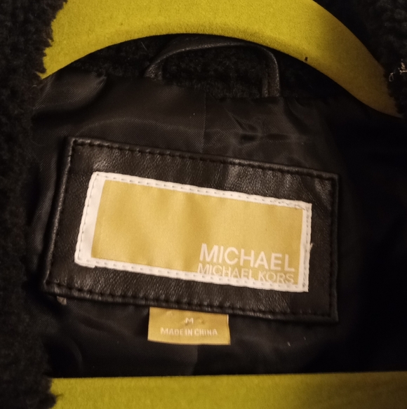 Michael Kors Black Leather Jacket with Gold Zippers - Picture 3 of 6